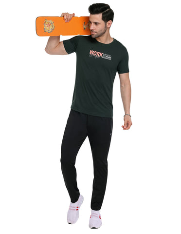 Bodyactive Black 4 Way Stretchable Poly Spandex Men's Trackpant L28-BLK