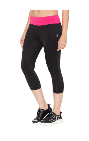 Bodyactive Women's High Waisted Yoga Capris with Pockets, Non See Through Workout Sports Running Capri, Tummy Control-LC09-BLK