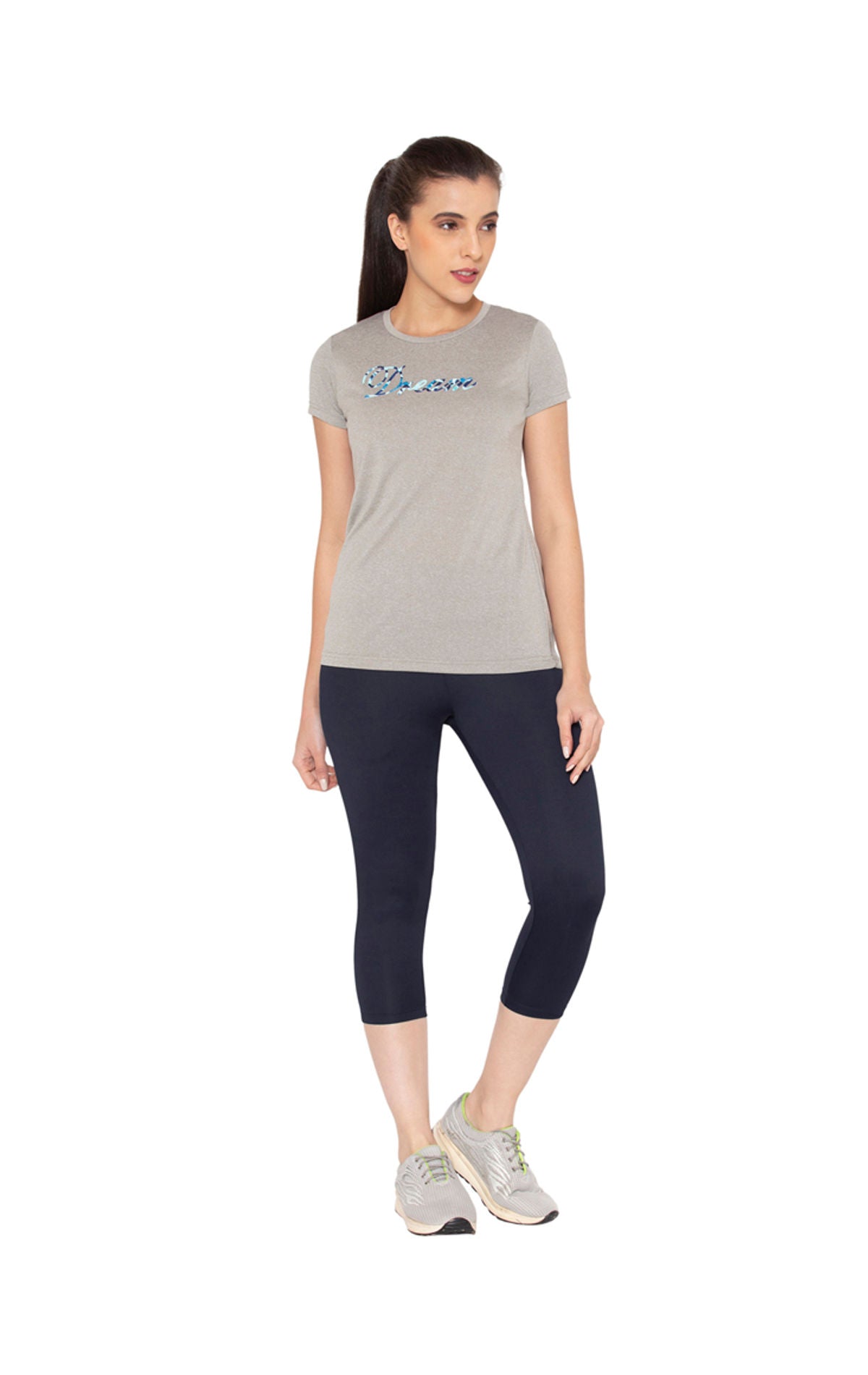 Bodyactive Women's High Waisted Yoga Capris with Pockets, Non See Through Workout Sports Running Capri, Tummy Control-LC09-NAV