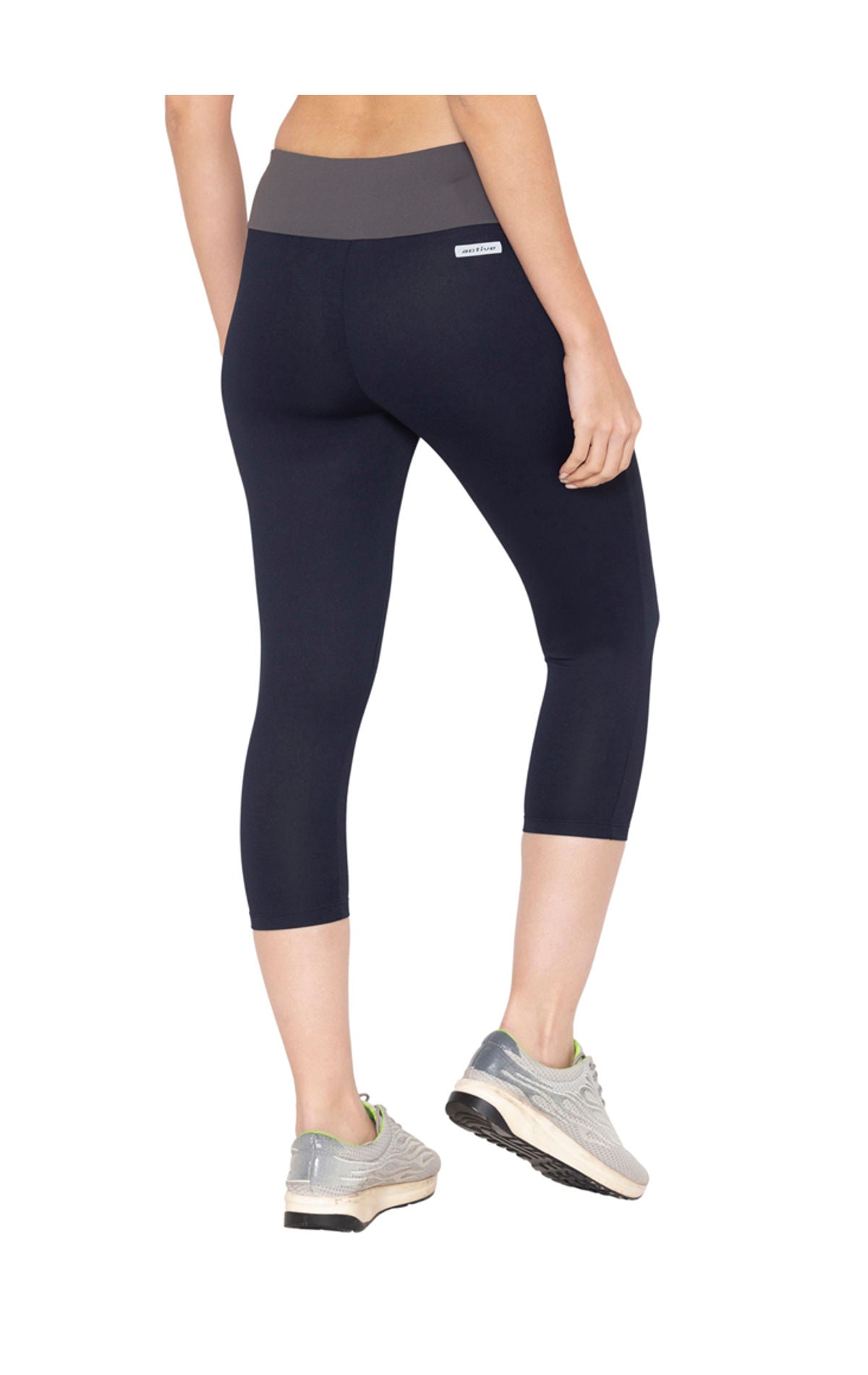 Bodyactive Women's High Waisted Yoga Capris with Pockets, Non See Through Workout Sports Running Capri, Tummy Control-LC09-NAV