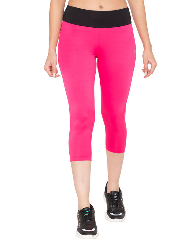 Bodyactive Women's High Waisted Yoga Capris with Pockets, Non See Through Workout Sports Running Capri, Tummy Control-LC09-PINK