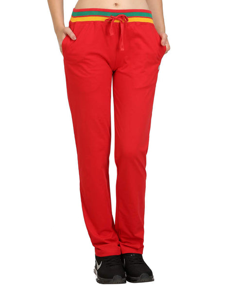 Bodyactive Women Red Trackpant-LL3-RED