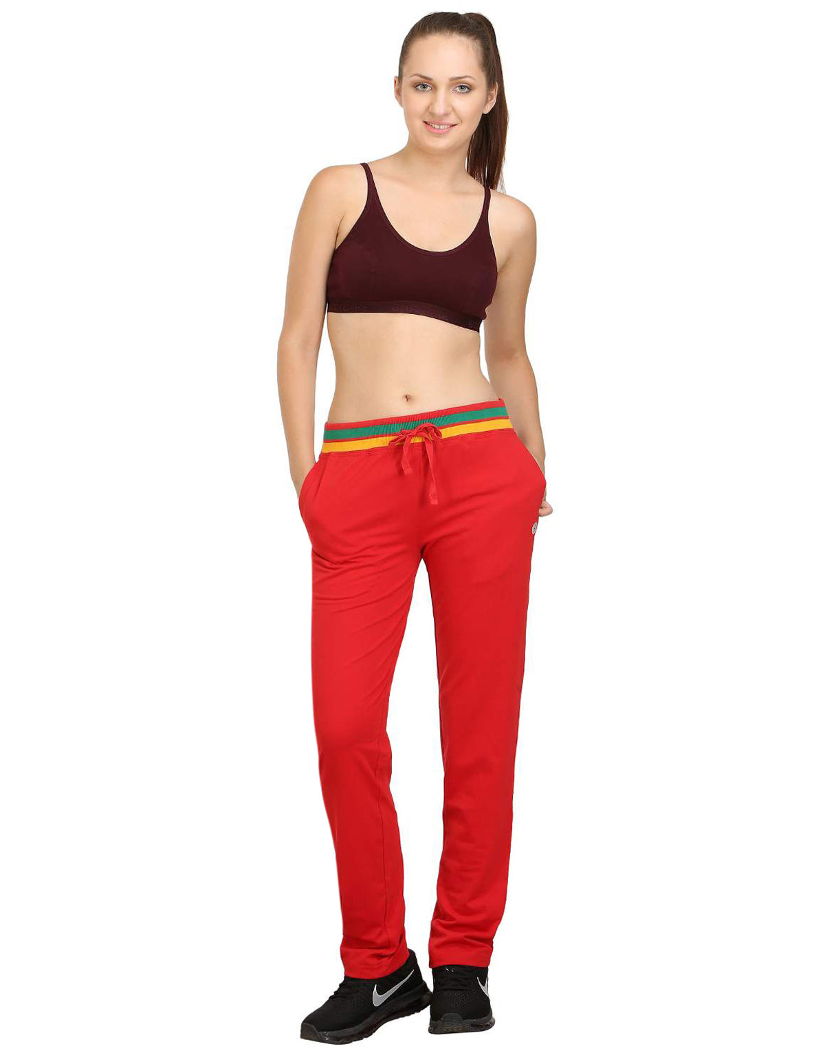 Bodyactive Women Red Trackpant-LL3-RED