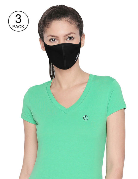 BodyX Women Extra Premium Face Mask-Solid Color Polyester-Pack of 3- MSW-3