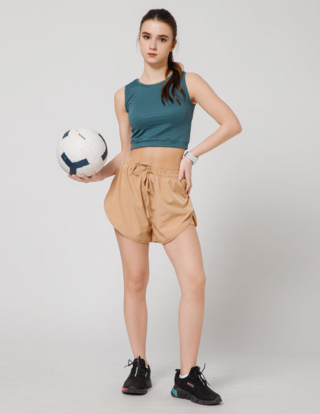 Women's Super Soft Spandex Mid Rise Regular Fit Shorts for Casual & Sports Wear – Camel(SHW8)