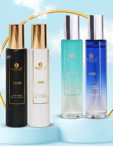 BodyX Unisex Perfume 25 ML SET OF 4 (HOPE, ONYX, OPEL, TOPAZ)