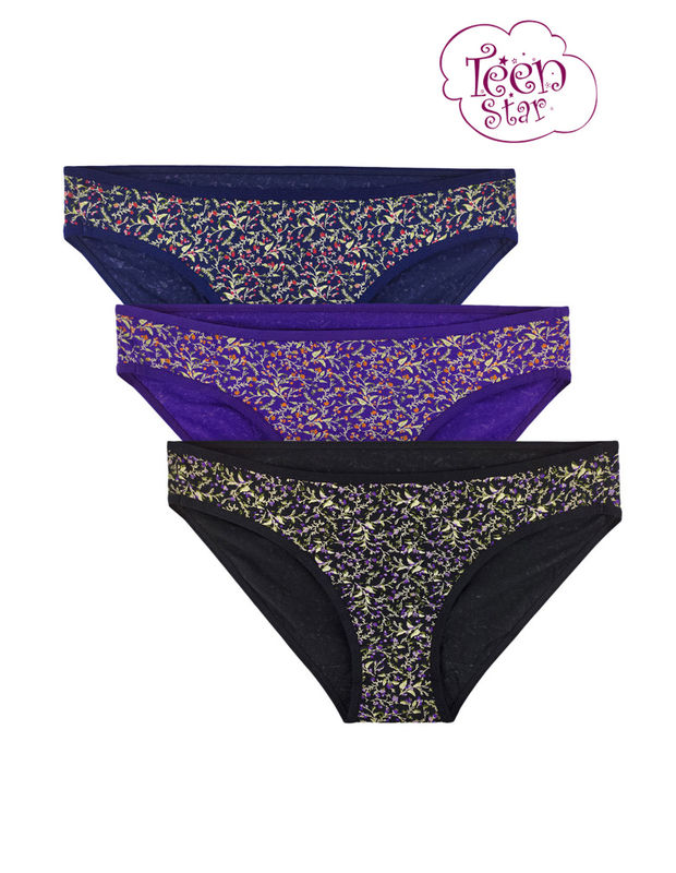 Bodycare 100% cotton Teenager Panties in Pack of 3-T-1037-Assorted