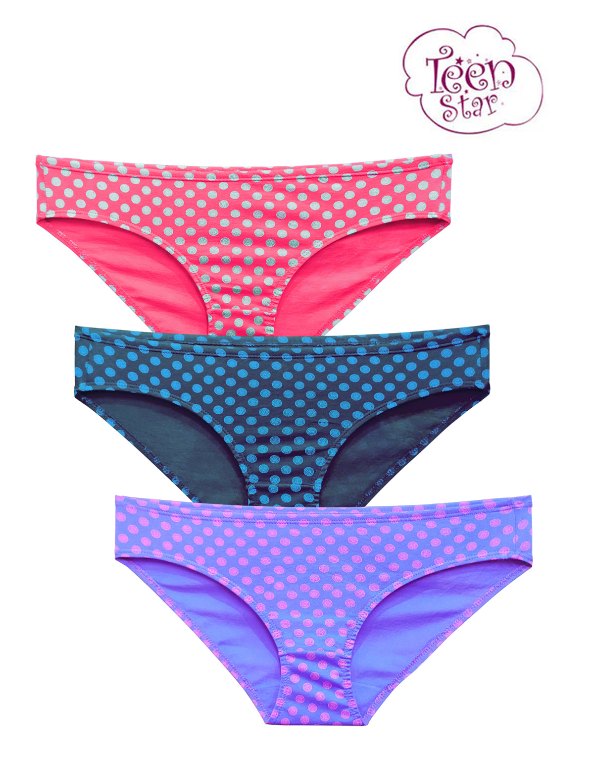 Bodycare 100% cotton Teenager Panties in Pack of 3-T-1101-Assorted