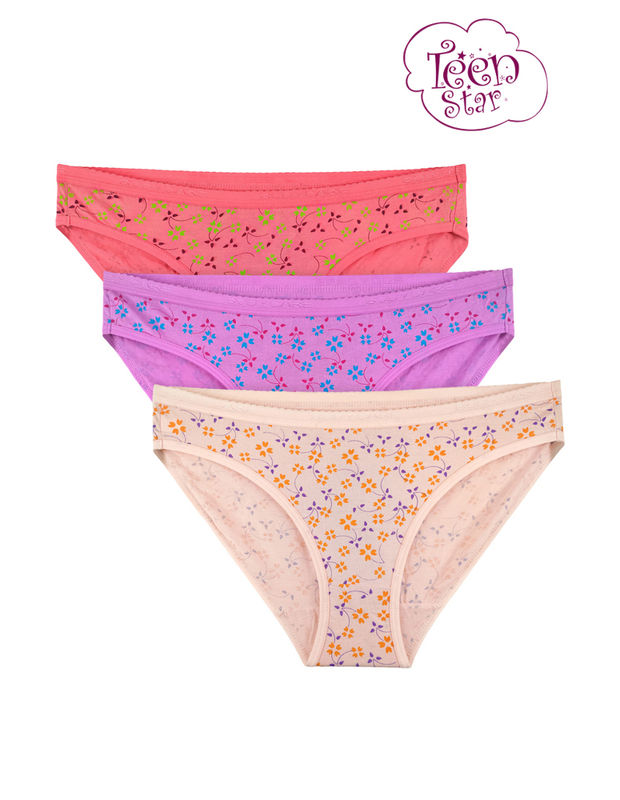 Bodycare 100% cotton Teenager Panties in Pack of 3-T-650-Assorted