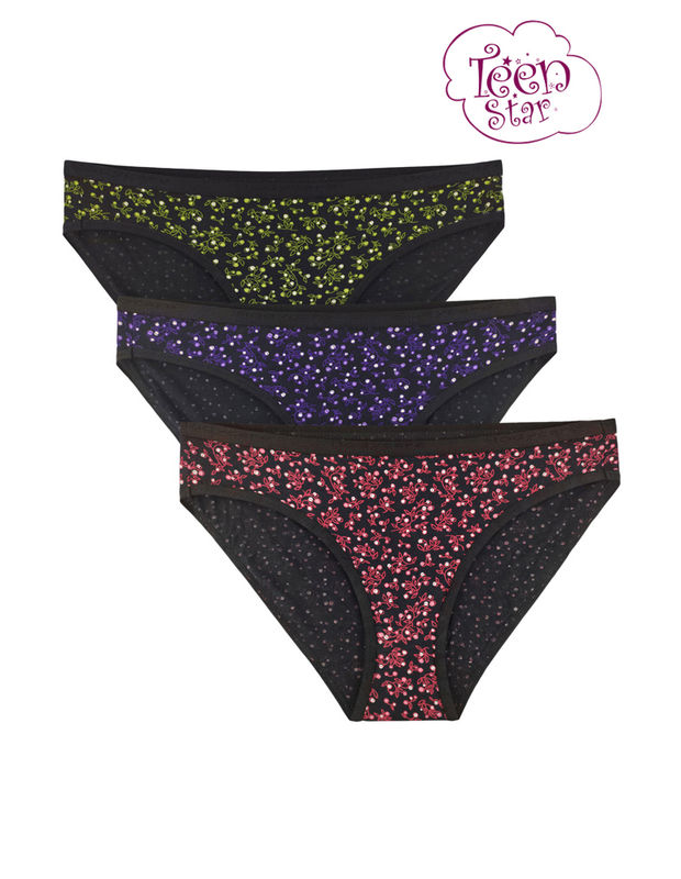 Bodycare 100% cotton Teenager Panties in Pack of 3-T-911-Assorted