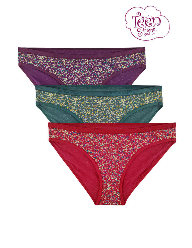 Bodycare 100% cotton Teenager Panties in Pack of 3-T-918-Assorted