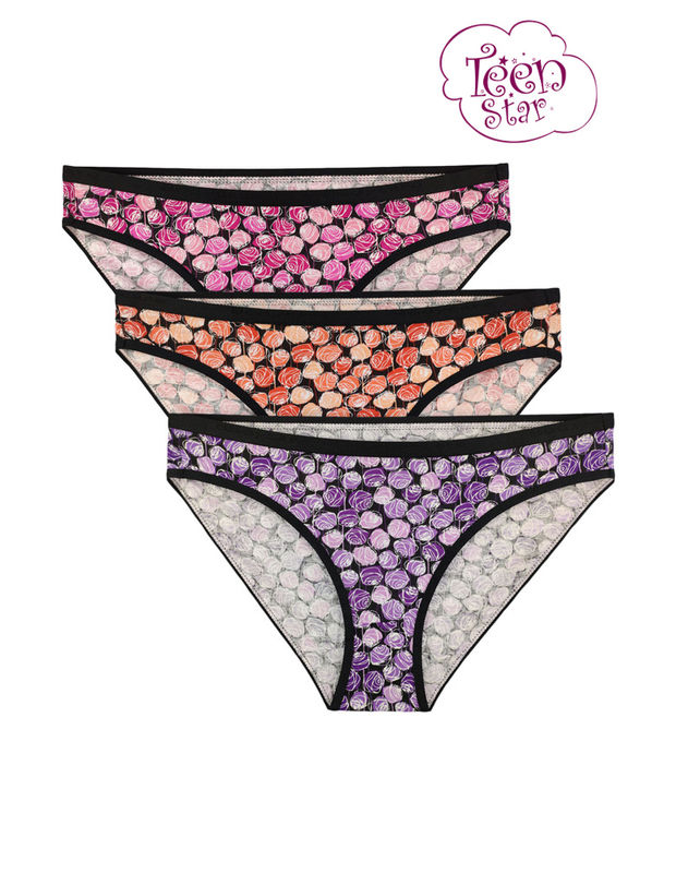 Bodycare 100% cotton Teenager Panties in Pack of 3-T-923-Assorted