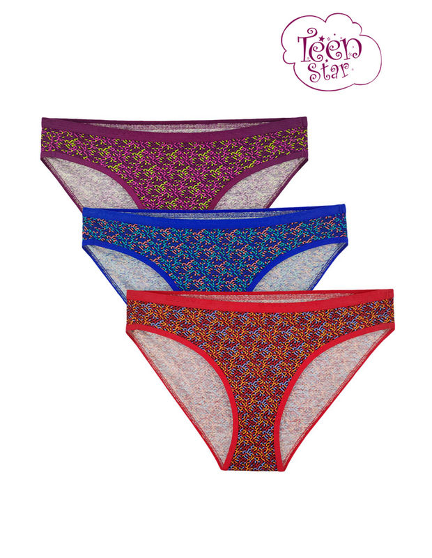 Bodycare 100% cotton Teenager Panties in Pack of 3-T-927-Assorted