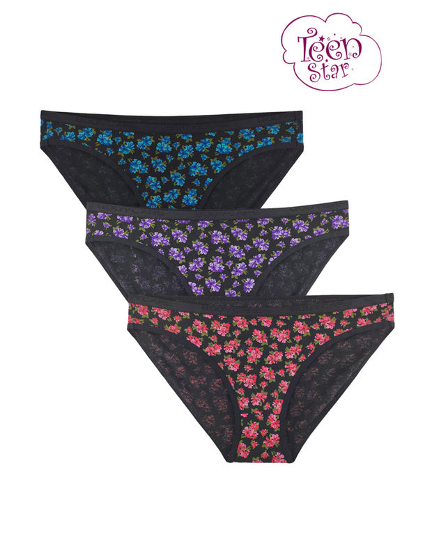 Bodycare 100% cotton Teenager Panties in Pack of 3-T-971-Assorted