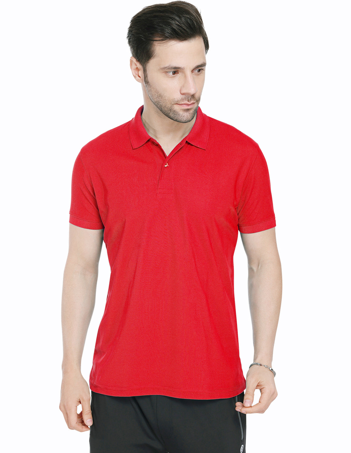 Bodyactive Premium Dry Fit Solid Half Sleeve Polo Sports T-Shirt for Men -TS45-RED