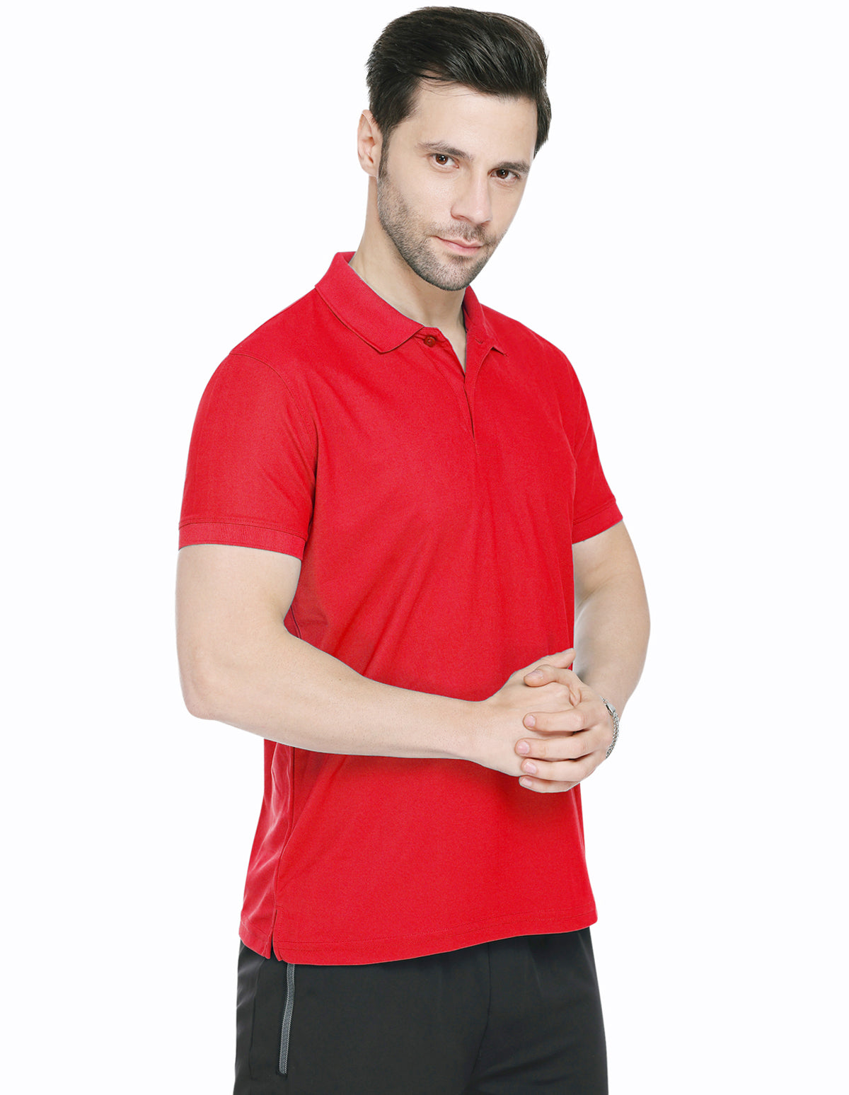 Bodyactive Premium Dry Fit Solid Half Sleeve Polo Sports T-Shirt for Men -TS45-RED