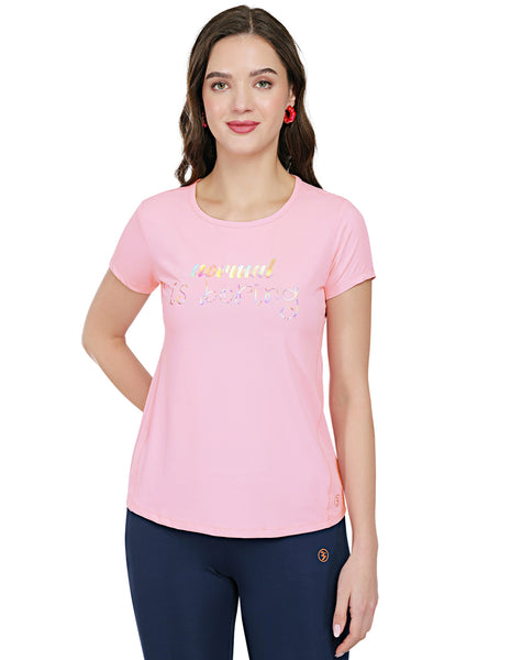 Bodyactive Light Pink Dry Fit Women's Poly Lycra T-shirt TS81-LILBLM