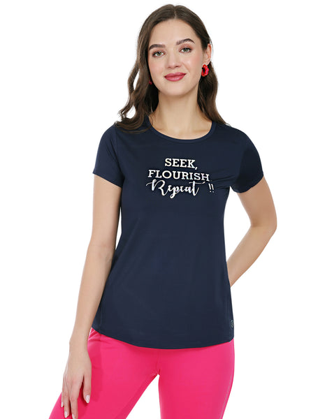 Bodyactive Navy Cotton Rich Regular Women's T-shirt TS81-NAV