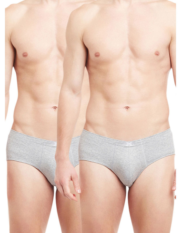 BodyX Solid Briefs-Pack of 2-TUTO-Grey Melange