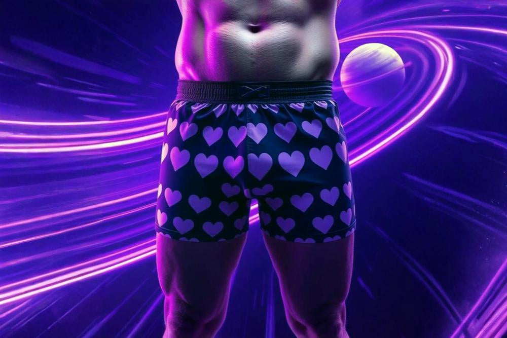 Men printed trunk with heart design