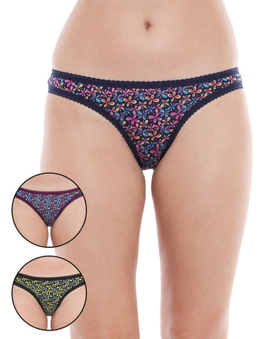 BODYCARE Pack of 3  Assorted Printed Bikini Briefs-1376