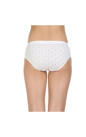 Pack of 3 Printed Cotton Briefs in White color-14004