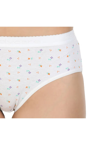 Pack of 3 Printed Cotton Briefs in White color-14004