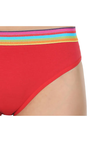 Pack of 3 High-Cut Bikini Style Cotton Printed Briefs in Assorted colors-1403