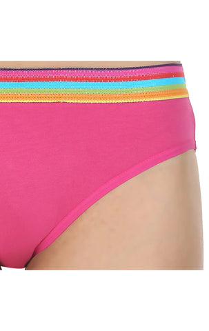 Pack of 3 High-Cut Bikini Style Cotton Printed Briefs in Assorted colors-1403