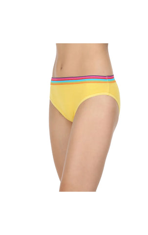 Pack of 3 High-Cut Bikini Style Cotton Printed Briefs in Assorted colors-1403