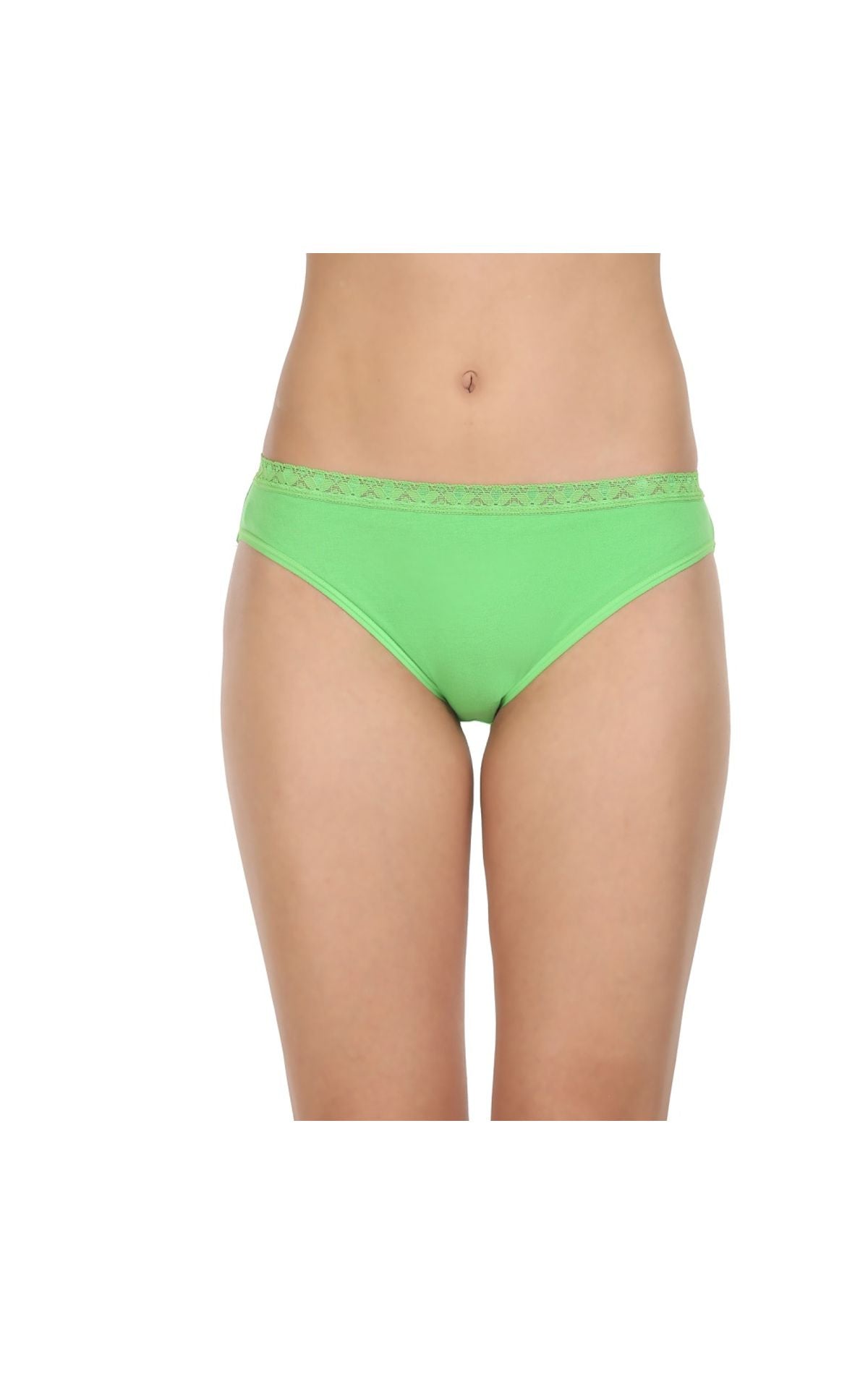 Pack of 3 Bikini Style Cotton Briefs in Assorted colors with Lacy waist Band-1473C