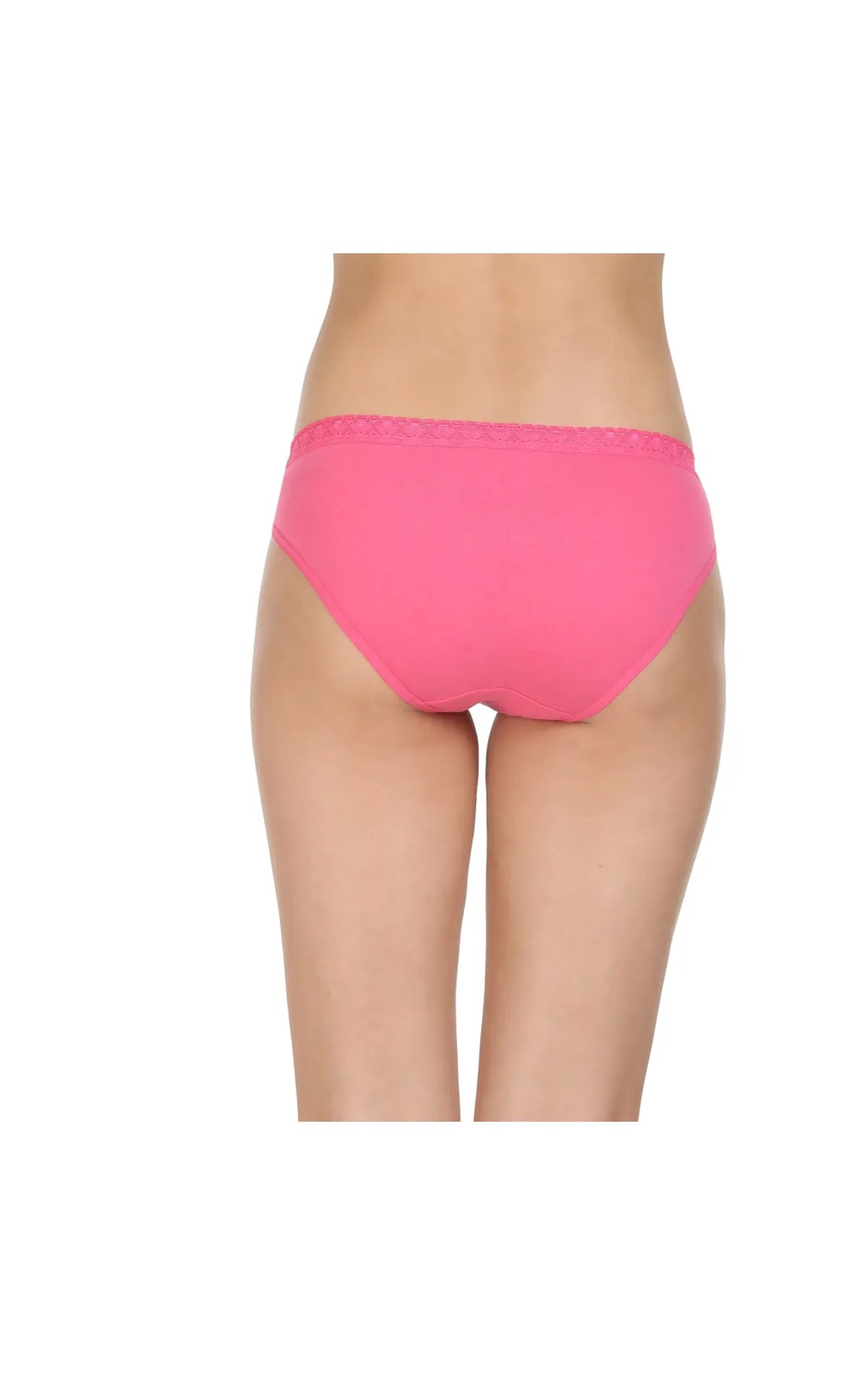 Pack of 3 Bikini Style Cotton Briefs in Assorted colors with Lacy waist Band-1473C