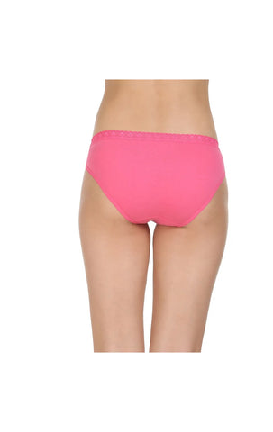 Pack of 3 Bikini Style Cotton Briefs in Assorted colors with Lacy waist Band-1473C