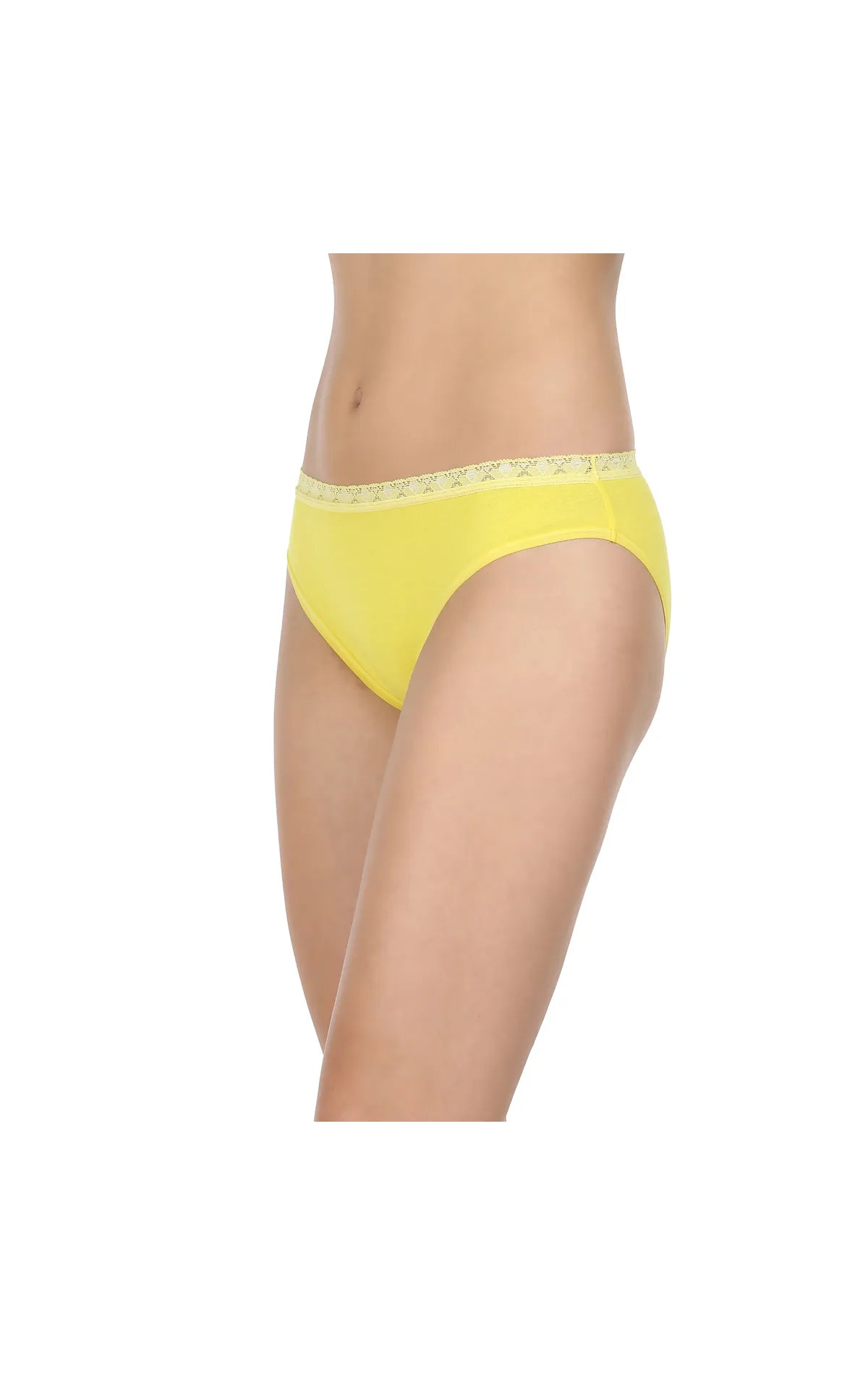 Pack of 3 Bikini Style Cotton Briefs in Assorted colors with Lacy waist Band-1473C