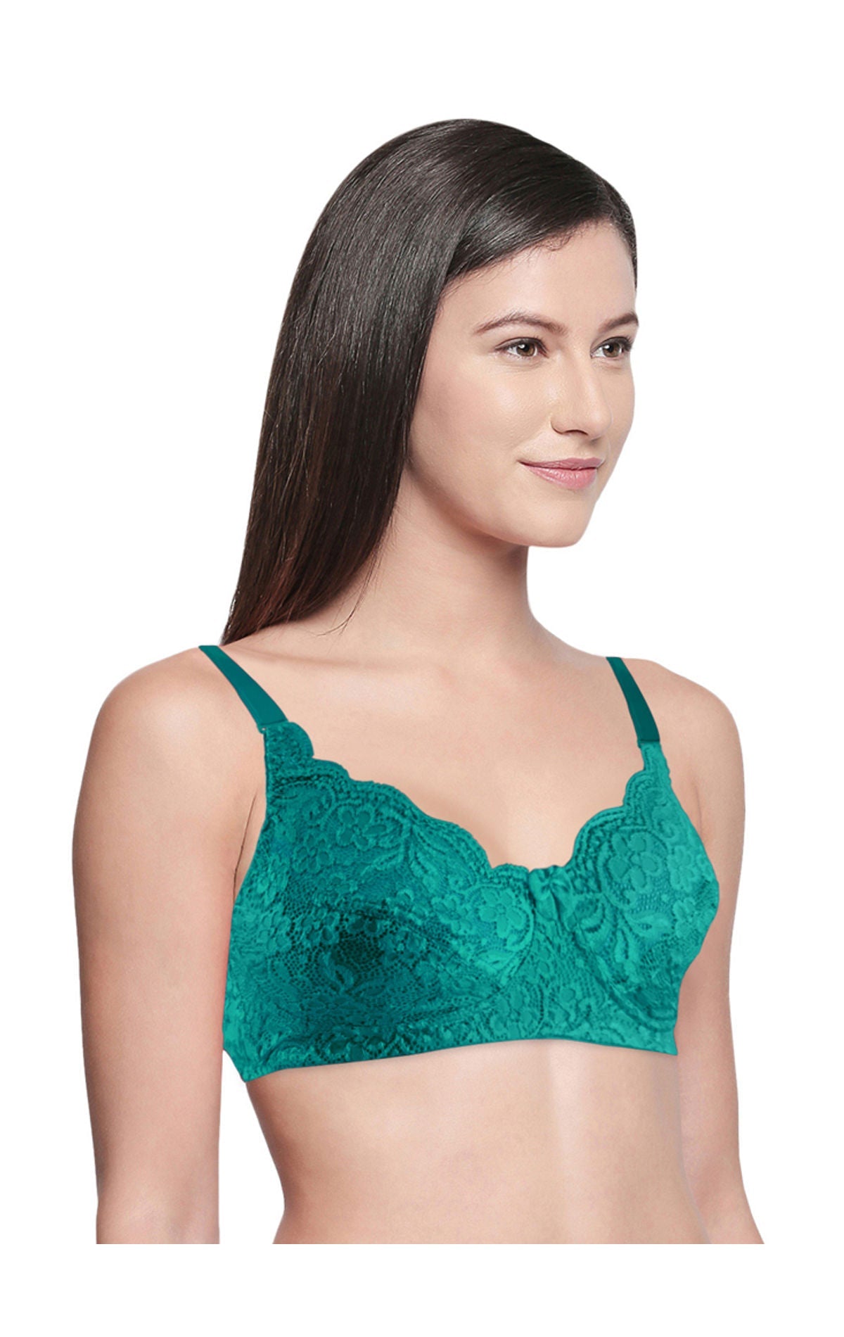 Bodycare Lace Bra - Non-Padded, Wirefree & Full Coverage-1501BGRN