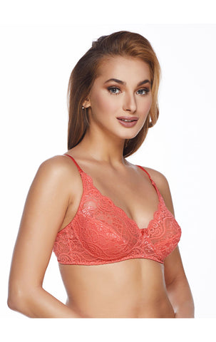 Bodycare Lace Bra - Non-Padded, Wirefree & Full Coverage-1501DPink