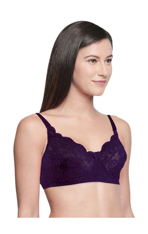 Bodycare Lace Bra - Non-Padded, Wirefree & Full Coverage-1501WI