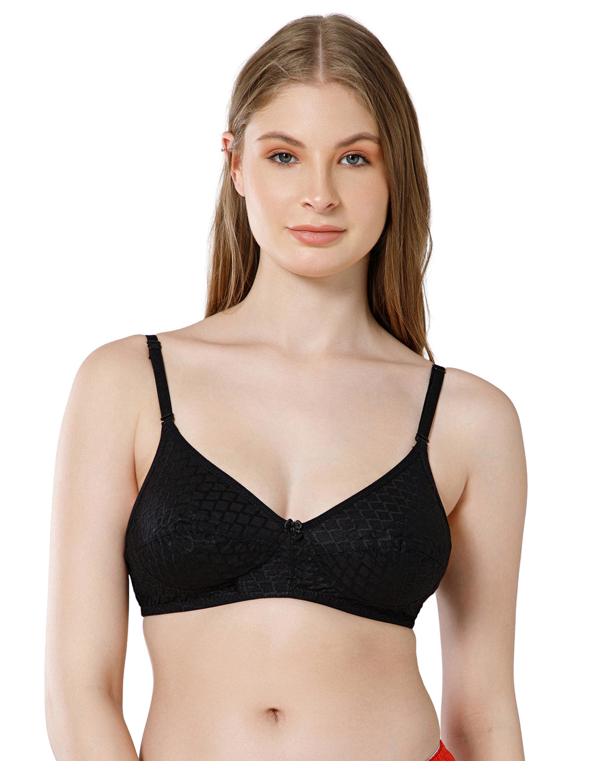 Bodycare Black Embroidered, Full Coverage, Non-Wired, Basic Comfort Bra - (#1510B)