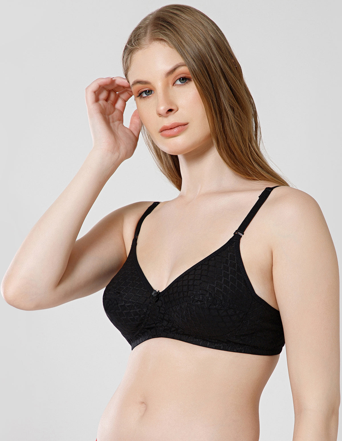 Bodycare Black Embroidered, Full Coverage, Non-Wired, Basic Comfort Bra - (#1510B)