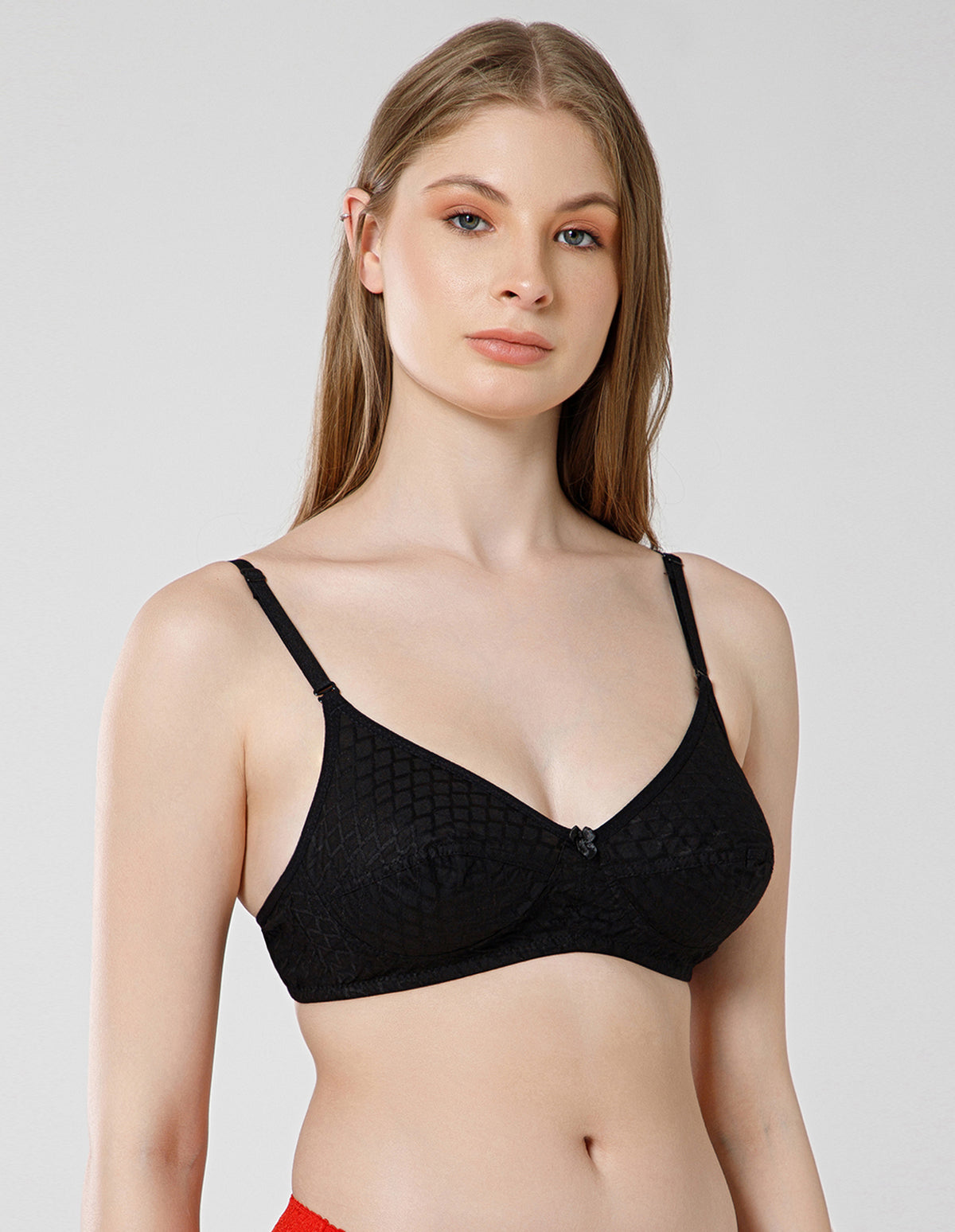 Bodycare Black Embroidered, Full Coverage, Non-Wired, Basic Comfort Bra - (#1510B)
