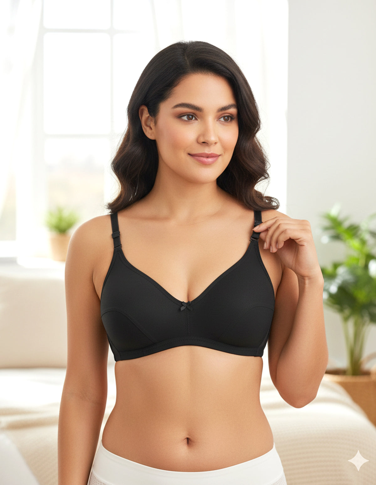 Bodycare polycotton wirefree convertible straps comfortable non padded bra-1531B