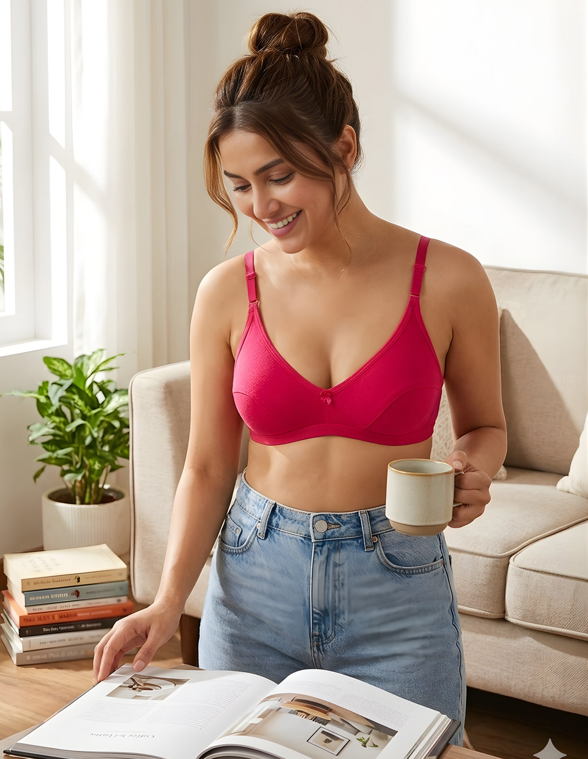 Bodycare polycotton wirefree convertible straps comfortable non padded bra-1531RA