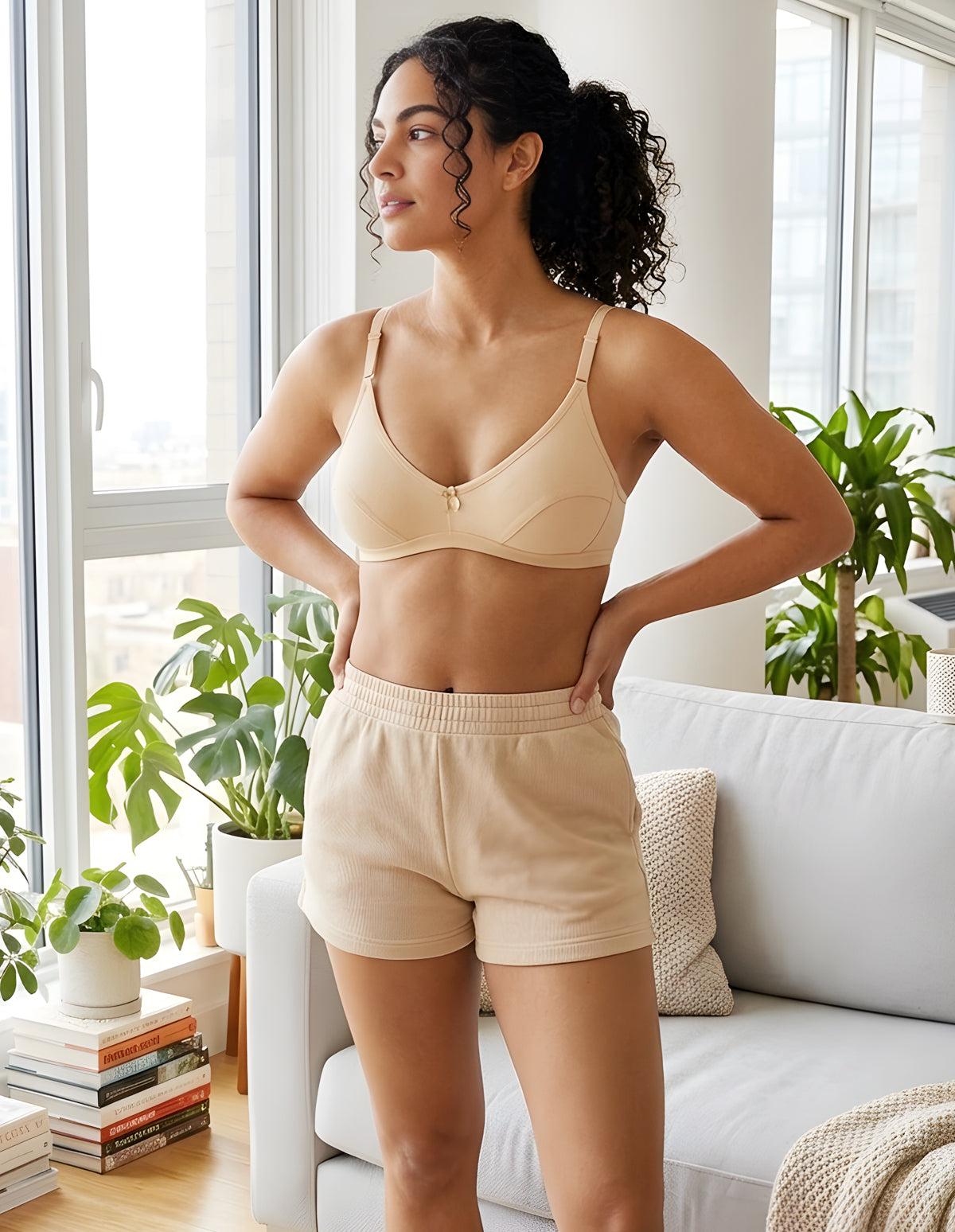 Bodycare polycotton wirefree convertible straps comfortable non padded bra-1531S