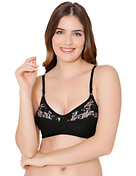 Bodycare polycotton wirefree adjustable straps designer net cup non padded bra-1535B