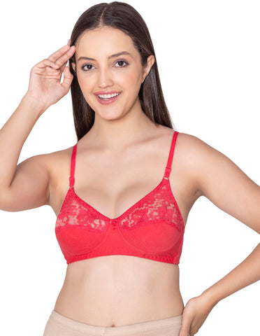 Bodycare polycotton wirefree adjustable straps designer net cup non padded bra-1535CO