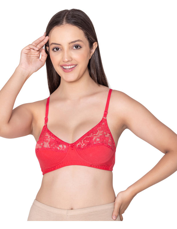 Bodycare polycotton wirefree adjustable straps designer net cup non padded bra-1535CO