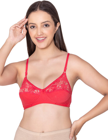 Bodycare polycotton wirefree adjustable straps designer net cup non padded bra-1535CO