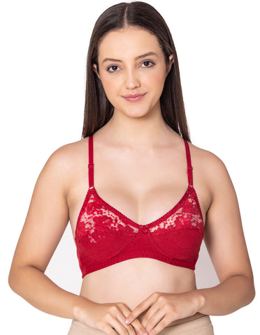 Bodycare polycotton wirefree adjustable straps designer net cup non padded bra-1535MH