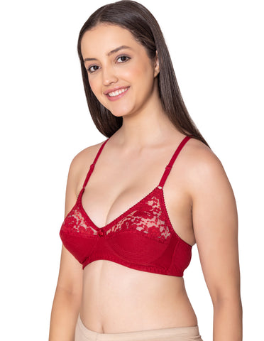 Bodycare polycotton wirefree adjustable straps designer net cup non padded bra-1535MH