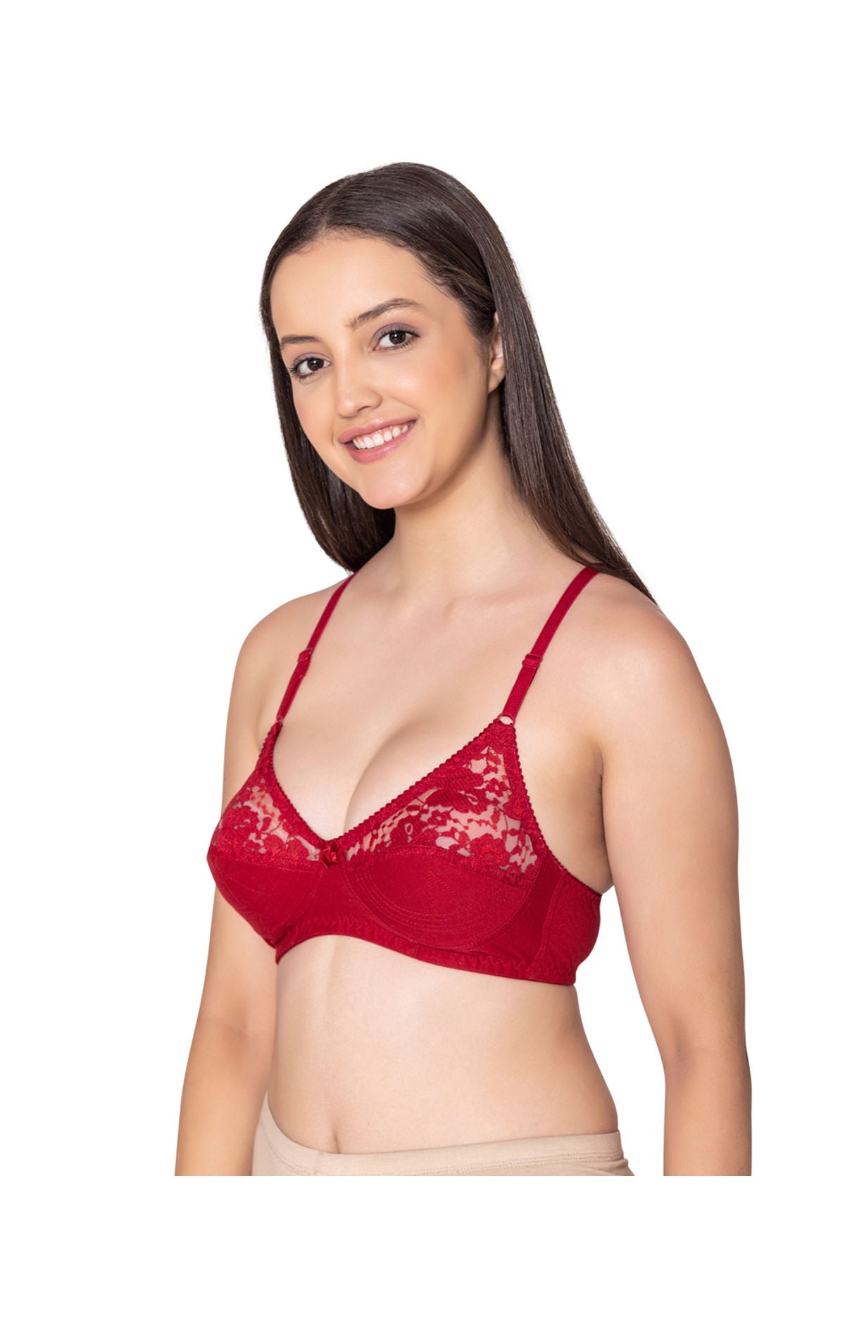 Bodycare polycotton wirefree adjustable straps designer net cup non padded bra-1535MH